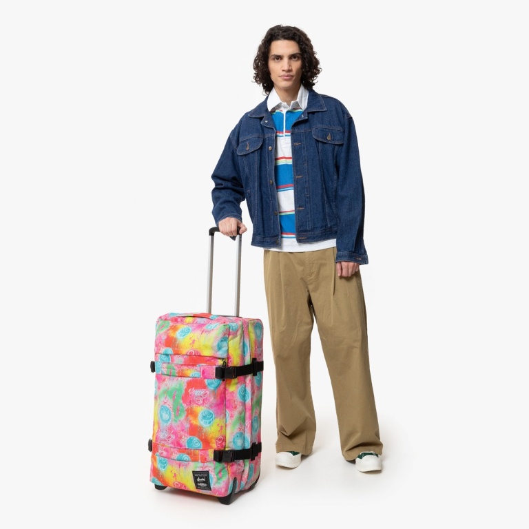 Eastpak Travel-Reisetasche Transit'r M Fluo Clouds (78 Liter) mit Rollen bunt